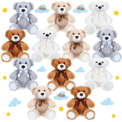 Aoriher 28 Pcs 13.7'' Christmas Bears Bulk Stuffed Animals Plush Toys with Ribbon Bow Cute Bear Dolls Xmas Toys for Birthday Wedding Home Party Favors Decorations