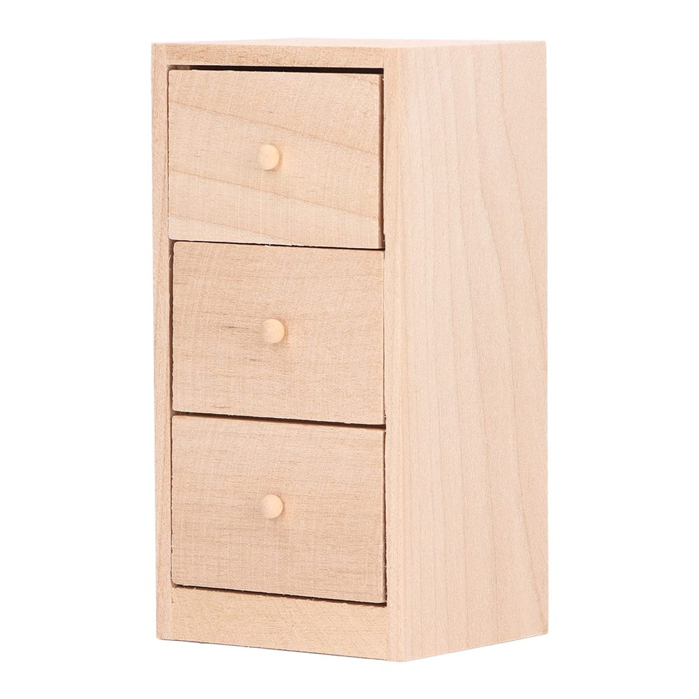 Mini Dollhouse Drawers, 1:12 Miniature Drawer Cabinet, 3 Layer Drawers Birch Wood Storage Cabinet Model, Wooden Doll House Furniture Decor Accessories for Bedroom, Living Room