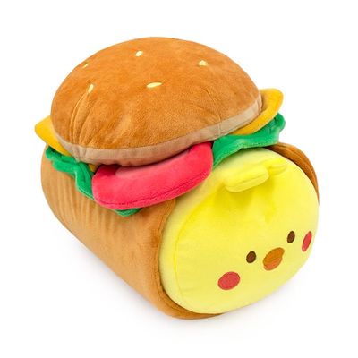 Anirollz Chickiroll Plush in Burger Outfitz (12")  Kawaii Medium Stuffed Animal with Removable Costume  Cute Squishy Plush Toy Gift for Girls & Collectors