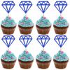 Rsstarxi 24 Pack Diamond Cupcake Toppers Glitter Diamond Cupcake Picks for Bridal Shower Engagement Wedding Anniversary Birthday Party Cake Decorations Supplies Blue view 1