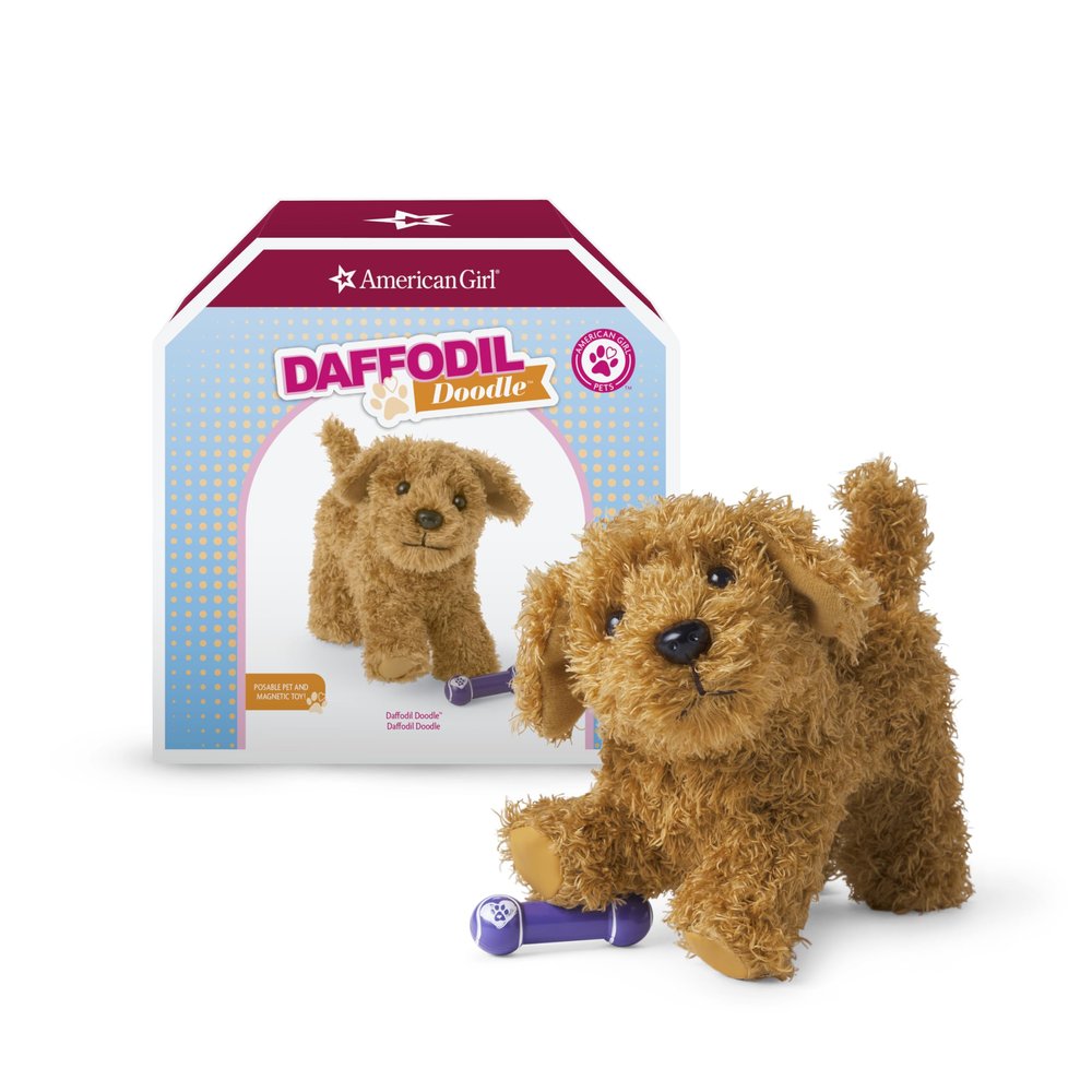 American Girl Truly Me 18-inch Doll Pet Daffodil Doodle Dog with Magnetic Mouth to Hold Her Barbell Toy, For Ages 6+