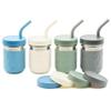 WeeSprout 2-in-1 Drinking Cups for Kids, Durable Stainless Steel Tumbler for Smoothies, Silicone Straws with Stoppers, Premium Plastic Twist Lids, Easy-Grip Sleeves, Set of 4 Dishwasher Safe Kid Cups view 1