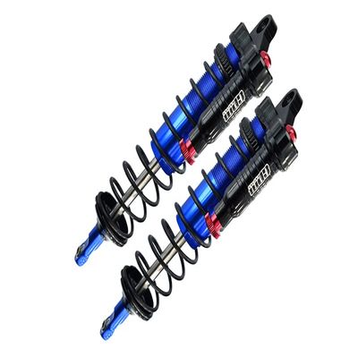 GPM Aluminum 6061-T6 Front L-Shape Piggy Back (Built-in Piston Spring) Adjustable Spring Dampers 128Mm - 2Pc Set ForTRAXXAS 1/8 4Wd Sledge Monster Truck-95076-4 (Blue)