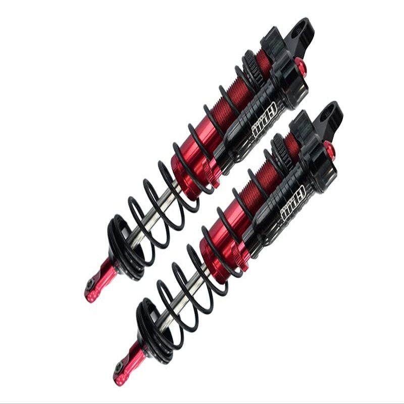 GPM Aluminum 6061-T6 Front L-Shape Piggy Back (Built-in Piston Spring) Adjustable Spring Dampers 128Mm - 2Pc Set ForTRAXXAS 1/8 4Wd Sledge Monster Truck-95076-4 (Red)