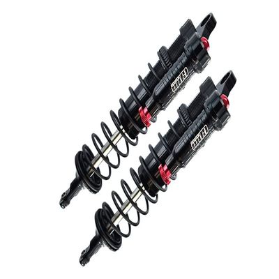 GPM Aluminum 6061-T6 Front L-Shape Piggy Back (Built-in Piston Spring) Adjustable Spring Dampers 128Mm - 2Pc Set ForTRAXXAS 1/8 4Wd Sledge Monster Truck-95076-4 (Black)