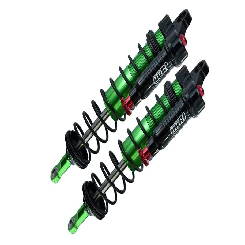 GPM Aluminum 6061-T6 Front L-Shape Piggy Back (Built-in Piston Spring) Adjustable Spring Dampers 128Mm - 2Pc Set ForTRAXXAS 1/8 4Wd Sledge Monster Truck-95076-4 (Green)