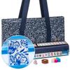 Yellow Mountain Imports American Mahjong Set, Chinoise II with Floral Blue Soft Case - All-in-One Racks with Pushers, Wright Patterson Betting Coins, Dice, & Wind Indicator view 1