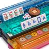 Yellow Mountain Imports American Mahjong Set, Chinoise II with Floral Blue Soft Case - All-in-One Racks with Pushers, Wright Patterson Betting Coins, Dice, & Wind Indicator view 2