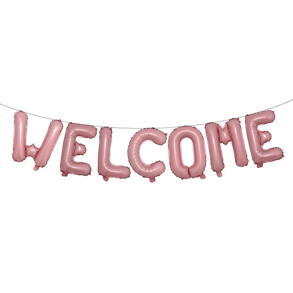 16 inch Multicolor Welcome Balloon Banner Balloons Foil Letter Balloon Anniversary Celebration Party Decorations (WELCOME Pink)