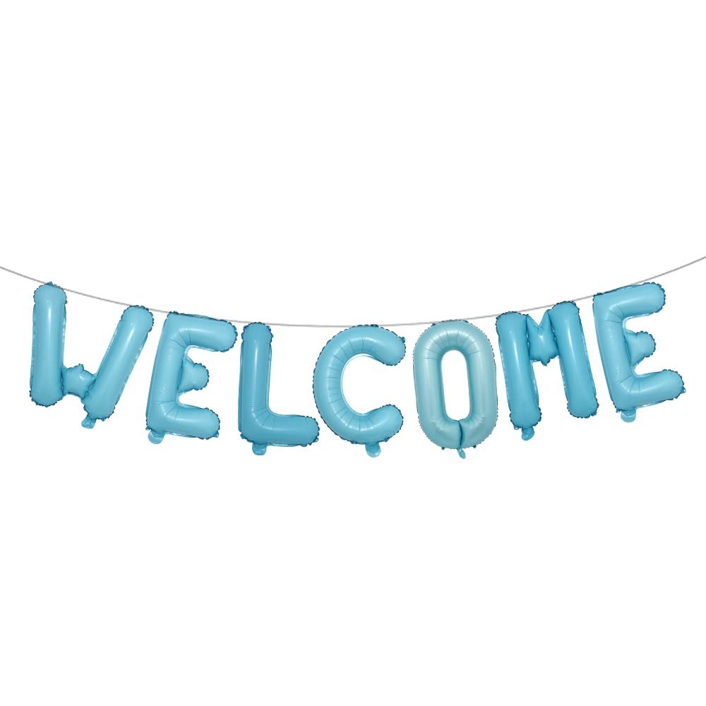 16 inch Multicolor Welcome Balloon Banner Balloons Foil Letter Balloon Anniversary Celebration Party Decorations (WELCOME Light Blue)