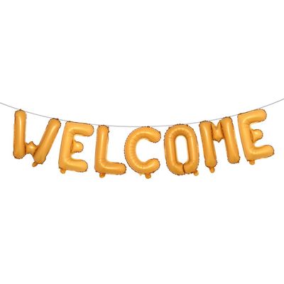 16 inch Multicolor Welcome Balloon Banner Balloons Foil Letter Balloon Anniversary Celebration Party Decorations (WELCOME Orange)