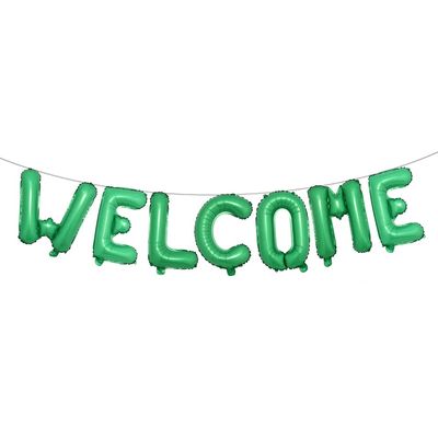 16 inch Multicolor Welcome Balloon Banner Balloons Foil Letter Balloon Anniversary Celebration Party Decorations (WELCOME Green)