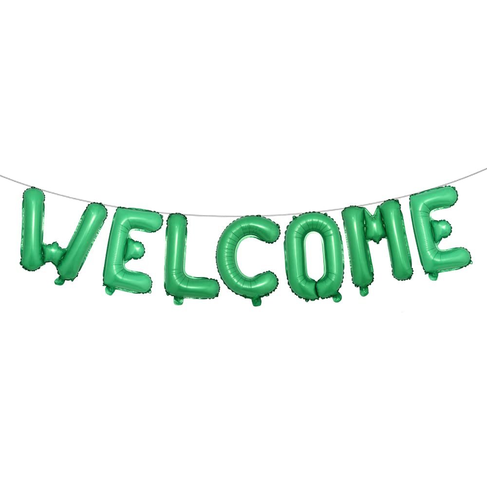 16 inch Multicolor Welcome Balloon Banner Balloons Foil Letter Balloon Anniversary Celebration Party Decorations (WELCOME Green)