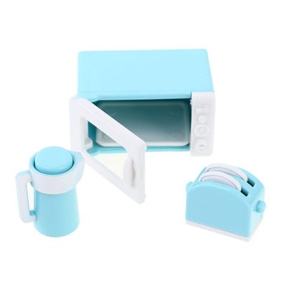 Zerodeko Girls Toys Toys Girl Toys Decor Kitchen Accessories, 1 Set Microwave Kettle Bread Maker Toys, Mini House Kitchen Set for Toddlers, Present Kitchen Set Kitchen Utensils Set Mini Microwave