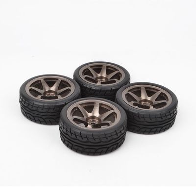 Greendhat 1/10 RC On Road Tires & Aluminum Wheels Rims for Redcat HPI HSP Tamiya TT01 TT02 ( Color : Titanium )