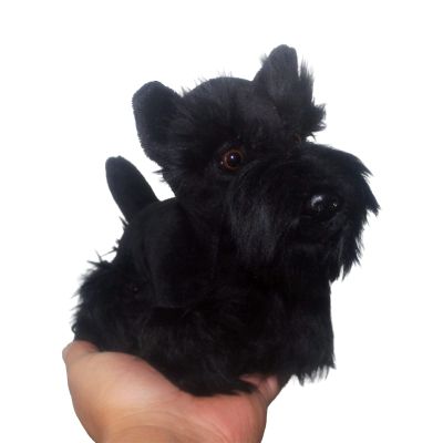 7Inches Lifelike Black Schnauzer Plush Soft Stuffed Animal Cute Aberdeen Terrier Plushie Cute Pillow Doll Home Decor