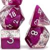 Gate Keeper Games Halfsies Dice: Glitter Edition Wine - 7 Piece RPG Dice Set, Gate Keeper Games, Roleplaying, Comes in Plastic Dice Keeper, Wine & Fine Silver Glitter, 2 Tone Dice Set view 4
