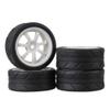 Mxfans 4Pcs RC 1:10 7-Spoke Plastic Wheel Rims & Rubber Tires for On Road Car view 1