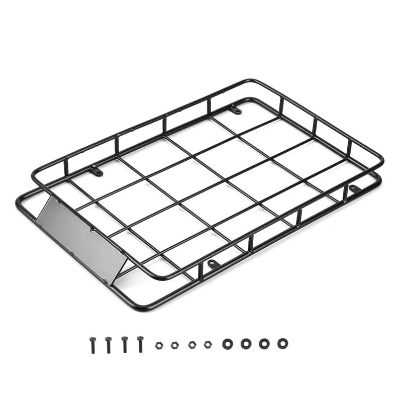 230x147mm Metal Roof Rack Camel Cup Luggage Tray for 1/10 RC Crawler Car Axial SCX10 Traxxas TRX4 RC4WD D90 Parts (Color : Black)