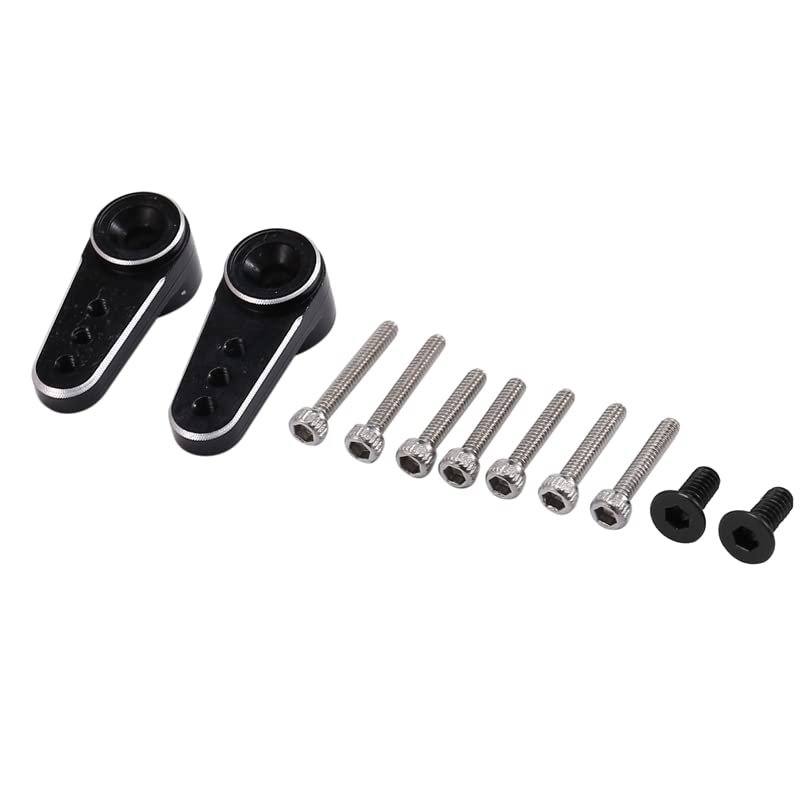 2Pcs Metal 15T Servo Arm Servo Horn Fit EMAX ES08MA Servo for Axial SCX24 1/24 RC Crawler Car Upgrade Parts (Color : Black)