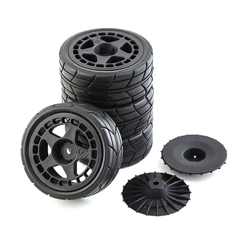 4PCS 12Mm Hex 65Mm Rubber Tire Wheel Tyres for Tamiya XV-01 TT-01 TT-02 LC Racing PTG-2 HPI WR8 HSP 1/10 RC Car ( Color : Black )