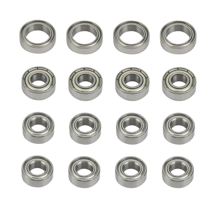 BAIJAC 16Pcs Ball Bearing Kit for Tamiya TT02 TT-02 TT02D TT-02D 1/10 RC Car Upgrade Parts Accessories ( Color : Silver )