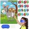 PLULON Pin The Tail on The Donkey Party Game for Kids, Donkey Themed Animal Birthday Party Games Donkey Poster with Tail Stickers for Kids Farm Animal Donkey Party Favors Home Wall Decorations view 1