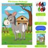 PLULON Pin The Tail on The Donkey Party Game for Kids, Donkey Themed Animal Birthday Party Games Donkey Poster with Tail Stickers for Kids Farm Animal Donkey Party Favors Home Wall Decorations view 3