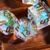 Cusdie Sharp Edges DND Dice, 7 PCs D&D Dice, Handcrafted Polyhedral Dice Set, for Role Playing Game Pathfinder (Transparent w/White Sparkle) view 2