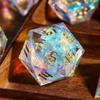 Cusdie Sharp Edges DND Dice, 7 PCs D&D Dice, Handcrafted Polyhedral Dice Set, for Role Playing Game Pathfinder (Transparent w/White Sparkle) view 3