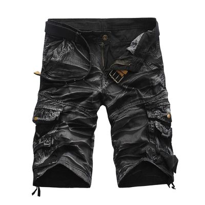 Maiyifu-GJ Men's Relaxed Fit Camo Cargo Shorts Lightweight Multi Pocket Outdoor Short Pants Casual Hiking Tactical Shorts (Black 2,29)
