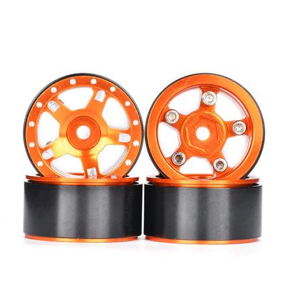 4PCS Metal Wheel Hub Tires for AXIAL SCX24 AXI00006 AXI90081 AXI00002 AXI00001 1/24 Mini RC Model Car Crawler Accessories (Orange)