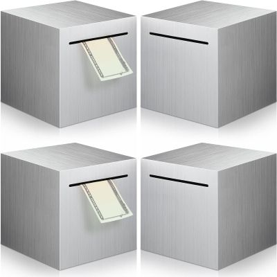 4 Pcs Piggy Bank for Adults Stainless Steel Adults Savings Bank Must Break to Open Metal Money Bank Money Saving Box, 4.72 Inch (Silver)