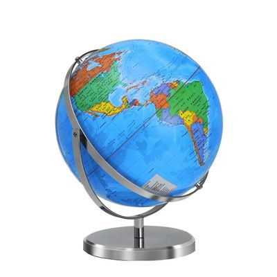 BSHAPPLUS World Globe with Stainless Steel Stand 13 inch, 720 Rotating & HD Waterproof Material, Teaching/Geographic/Decorative Globes with Clear Text for Elementary, Classroom, Home, School, Office