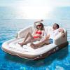 Tangkula Inflatable Pool Float, Giant Pool Lounger Floats 2 Adult Size with UPF50+ Retractable Sunshade, Ergonomic Backrest & Armrest, 2 Cup Holders, Heavy Duty Adult Sunbathing Pool Lounge Raft view 1