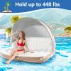 Tangkula Inflatable Pool Float, Giant Pool Lounger Floats 2 Adult Size with UPF50+ Retractable Sunshade, Ergonomic Backrest & Armrest, 2 Cup Holders, Heavy Duty Adult Sunbathing Pool Lounge Raft view 2