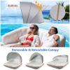Tangkula Inflatable Pool Float, Giant Pool Lounger Floats 2 Adult Size with UPF50+ Retractable Sunshade, Ergonomic Backrest & Armrest, 2 Cup Holders, Heavy Duty Adult Sunbathing Pool Lounge Raft view 3