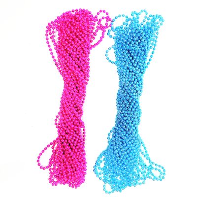 URUW 36 pieces 6mm Baby Gender Reveal Party Beads for Baby Shower Announcement Carnival Party Supplies 33"Metal Light Blue Pink Party Necklaces gender reveal game Plastic