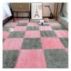 10Pcs Interlocking Foam Playmats, Soft Plush Floor Tile Mats with Borders, Puzzle Carpet Mat for Crawling Playmat Yoga, 12" X 12",Grey+Pink view 1