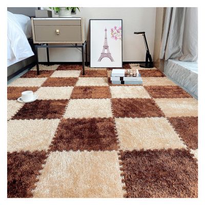 10Pcs Interlocking Foam Playmats, Soft Plush Floor Tile Mats with Borders, Puzzle Carpet Mat for Crawling Playmat Yoga, 12" X 12",Dark+Light Coffee