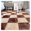 10Pcs Interlocking Foam Playmats, Soft Plush Floor Tile Mats with Borders, Puzzle Carpet Mat for Crawling Playmat Yoga, 12" X 12",Dark+Light Coffee view 1