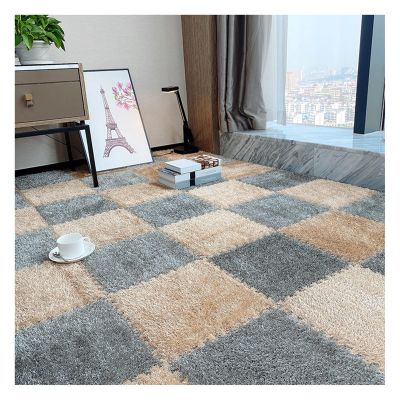 10Pcs Interlocking Foam Playmats, Soft Plush Floor Tile Mats with Borders, Puzzle Carpet Mat for Crawling Playmat Yoga, 12" X 12",Grey+Light Coffee