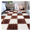 10Pcs Interlocking Foam Playmats, Soft Plush Floor Tile Mats with Borders, Puzzle Carpet Mat for Crawling Playmat Yoga, 12" X 12",Dark Coffee+White view 1