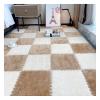 10Pcs Interlocking Foam Playmats, Soft Plush Floor Tile Mats with Borders, Puzzle Carpet Mat for Crawling Playmat Yoga, 12" X 12",Light Coffee+White view 1