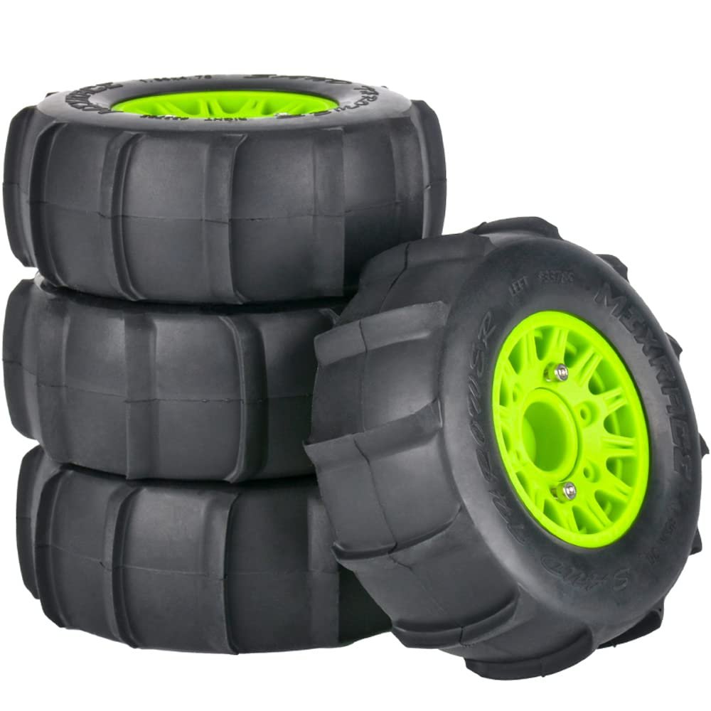 4PCS Rubber Sand Tires Wheels12mm/14mm/17mm Hex RC Wheels and Tires for 1/10 Scale Arrma Senton Tires Traxxas Slash Tires Axial Redcat Rc4wd Hex Detachable Replacement Snow Tires Desert Tires