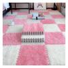 10Pcs Interlocking Foam Playmats, Soft Plush Floor Tile Mats with Borders, Puzzle Carpet Mat for Crawling Playmat Yoga, 12" X 12",Pink+White view 1