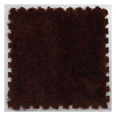 10Pcs Interlocking Foam Playmats, Soft Plush Floor Tile Mats with Borders, Puzzle Carpet Mat for Crawling Playmat Yoga, 12" X 12",Dark Coffee