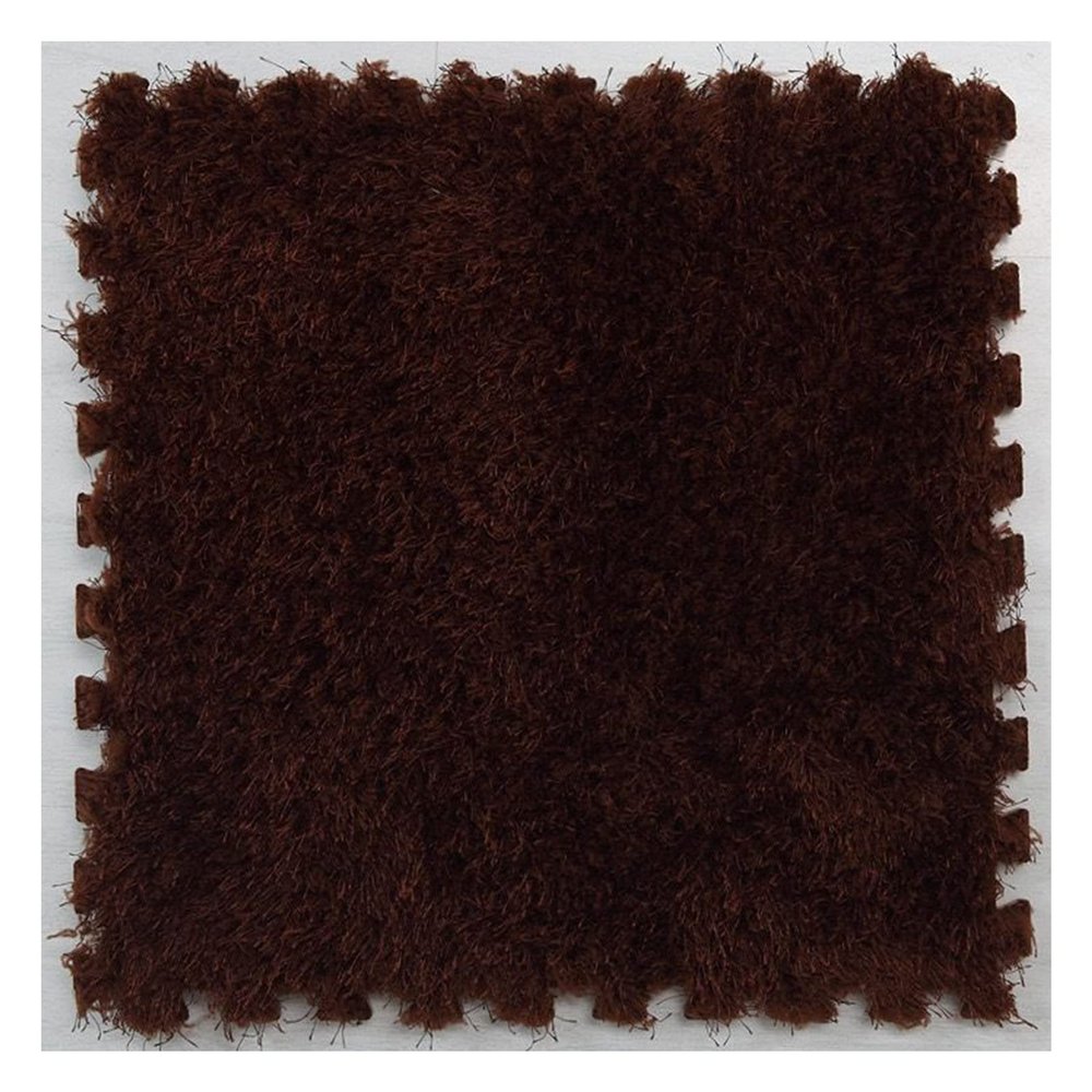 10Pcs Interlocking Foam Playmats, Soft Plush Floor Tile Mats with Borders, Puzzle Carpet Mat for Crawling Playmat Yoga, 12" X 12",Dark Coffee