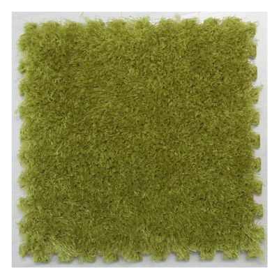 10Pcs Interlocking Foam Playmats, Soft Plush Floor Tile Mats with Borders, Puzzle Carpet Mat for Crawling Playmat Yoga, 12" X 12",Green