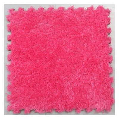10Pcs Interlocking Foam Playmats, Soft Plush Floor Tile Mats with Borders, Puzzle Carpet Mat for Crawling Playmat Yoga, 12" X 12",Rose red